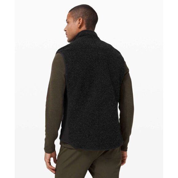 Lululemon Tundra Trek Black Wool Sherpa Fleece Zip-Up Vest, Size Large - Picture 4 of 9